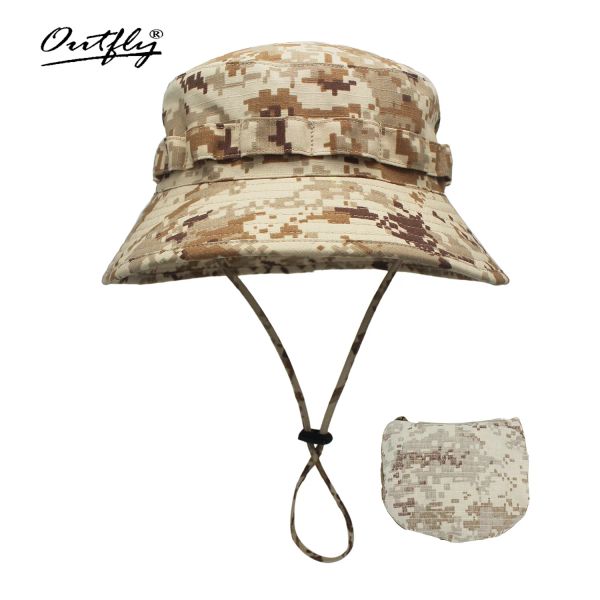 Mots de maltraitement Camouflage numérique Chapeau de l'armée en plein air Camping Men Short Brim Hat Wholesale Suncreen Bionic Jungle Chapeau Bucket Hat