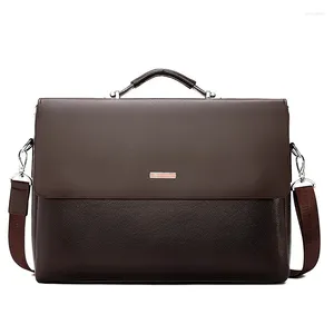 Porte-documents Porte-documents en cuir PU pour hommes Designer Ordinateur Travail Business Fourre-tout Sac à main Cross Épaule Square A4 Ordinateurs portables Sac de grande capacité