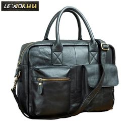 Fracticasen Kwaliteit Lederen mannen Fashion Handtas Business aktetas commercia Document Laptop Tas Zwart mannelijke Attache Portfolio Tote Tas B331