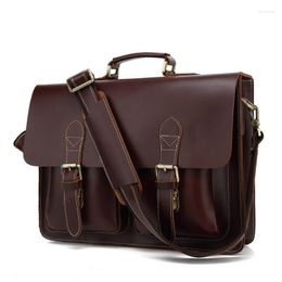 Porte-documents rétro Crazy Horse cuir porte-documents pour hommes haute qualité en cuir véritable 16 ''ordinateur portable affaires sac à main en peau de vache bureau