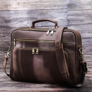 Porte-documents Retro Men's One Shoulder Crossbody Bag Travel Leisure Portable Briefcase
