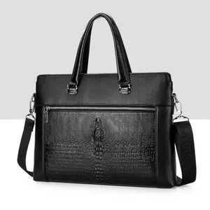 Porte-documents Royal Bagger Hommes Porte-documents pour ordinateur portable Véritable Cuir de vache Crocodile Modèle Homme Sac à main Business Sac à bandoulière Messenger Sacs