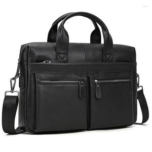 Maletines Sbirds Moda Maletín de cuero negro para hombres Maletín genuino para hombres Bolsos para portátiles Bolsos Totes de trabajo Estilo coreano