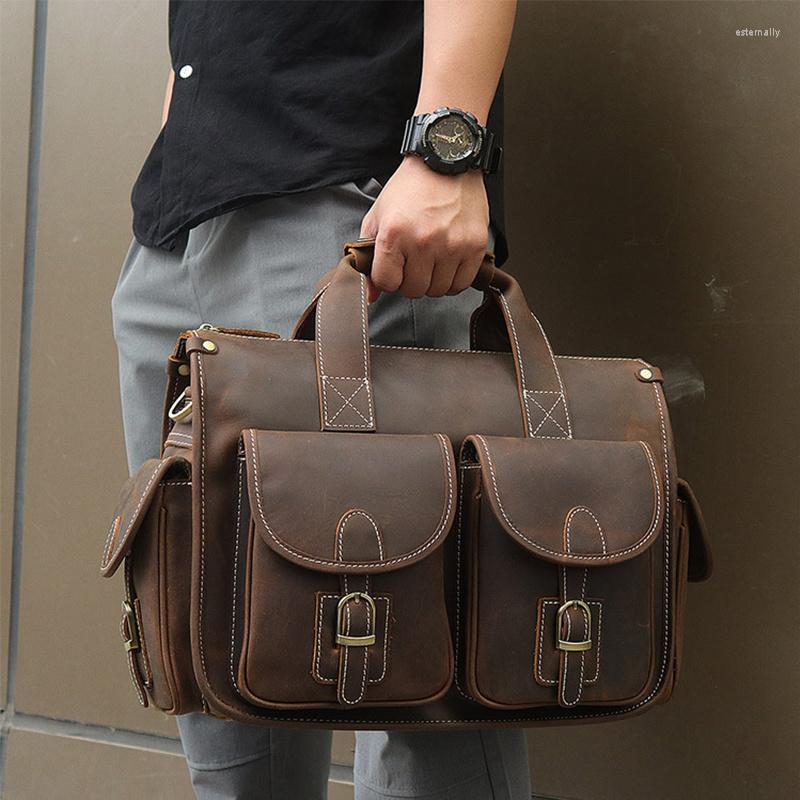 Aktetassen sbirds vintage mode lederen handtassen voor mannen schoudertas echte multifunctionele aktetas zakelijke tas
