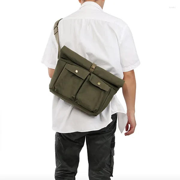 Porte-documents Style marque hommes sac à bandoulière unique toile cuir ordinateur portable femmes sacs pour hommes loisirs