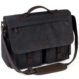 Aktetassen VASCHY Messenger Bag voor heren Vintage Waterbestendig gewaxt canvas 17 inch laptop Aktetas Gevoerde schoudertas voor heren Dames 230925