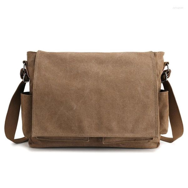 Maletines Vintage de lona para hombre, maletín de marca para hombre, bolsos cruzados de oficina de negocios, bolso informal para ordenador portátil para hombre, funda grande