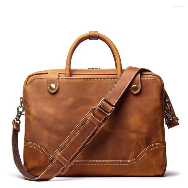 Porte-documents Vintage en cuir pour hommes, sac à main, sac à bandoulière