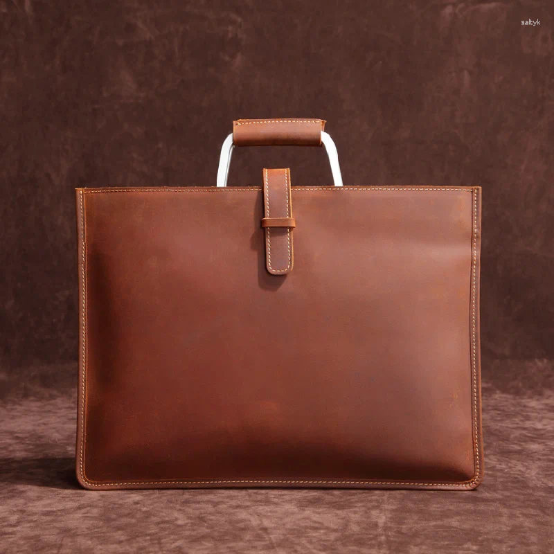 Kolejki torebki w stylu vintage dla mężczyzn 2024 Designer Luksusowa Slimowa teczka na ramię oryginalne skórzane męskie torby męskie