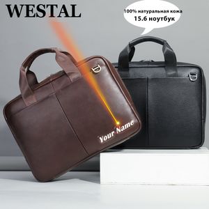 Maletines WESTAL Bolsa para computadora portátil de 15 pulgadas para hombres Maletines Maletín ejecutivo de cuero genuino para hombres Portafolio Hombres de negocios Bolsas para computadora 230316