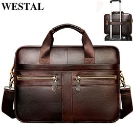 Porte-documents WETSTAL Sac en cuir pour homme pour 14 ordinateur portable Sacoche pour homme Porte-documents en cuir véritable Sacs de messager pour documents A4 Portfolio 230520