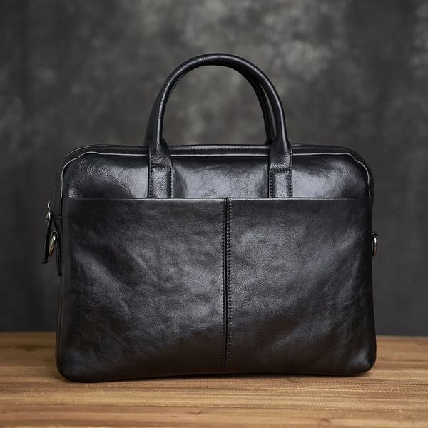 Porte-documents ZRCX véritable mallette en cuir pour hommes sac à main d'affaires sac à main pour ordinateur portable sacs à bandoulière noir fourre-tout peau naturelle 231130