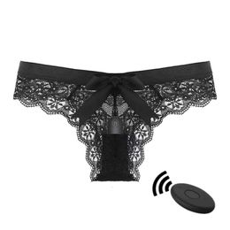 Briefs Licklip Lace Voir à travers des sous-vêtements Sexy Femmes Panty avec des vibrateurs Vibration de contrôle sans fil à distance Love Egg