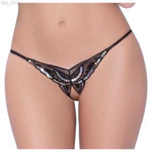 Briefs slipje 2023 sexy lingerie dames slipje kanten pailletten borduurwerk open kruis slingeren string transparant t broek ondergoed dames pantys j230530