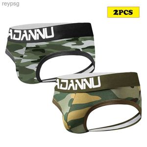 Slips Slipje 2 Stuks Mannen Camouflage Ondergoed Sexy G-string Suspensoirs Gay Tanga Thongs Jock Strap AD142 YQ240215