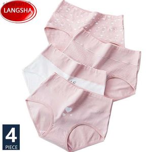 Calzoncillos Bragas 4 Unids Tallas Grandes M-5XL Bragas Mujeres Algodón Cintura Alta Ropa Interior Adelgazante Calzoncillos Sin Costuras Niñas Sexy Mujer Lencería Transpirable L230518