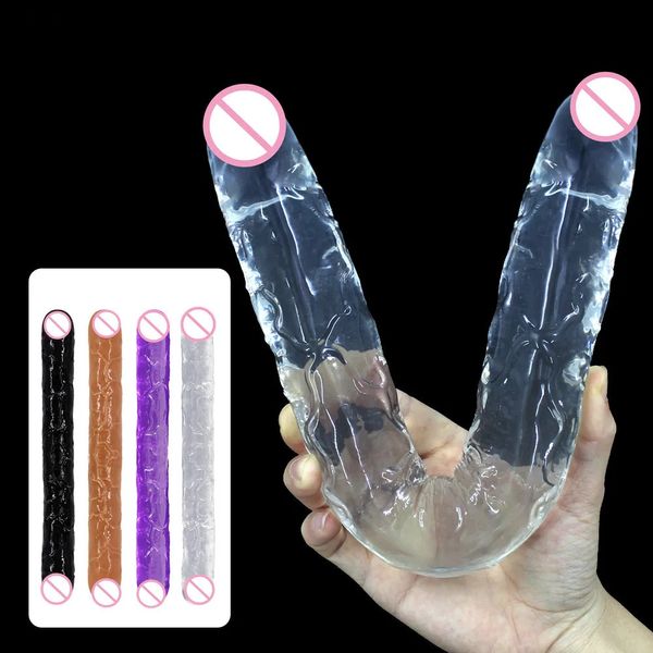 Calzoncillos Bragas Flexible Jelly Vagina Consoladores para mujeres Doble extremo Dong Lesbianas Consolador Juguetes sexuales para mujer G Spot Anal Messager Sex Shop 231115