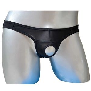 Briefes culotte hommes ouverts entrejambe érotique étouffage de pénis de pénis sous-vêtements en cuir artificiel ouvert fesses ouvertes en g respirant jockstrap culotte y240425