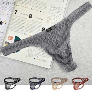 Calzoncillos Bragas Hombres Ropa interior sexy de cintura baja Encaje Masculino Transparente T-back Tentación Tangas Sissy Jockstrap Lencería caliente YQ240215