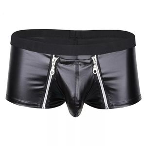 Briess Panties Mens Lingerie en cuir sexy Pantalon à entretoi ouvert Sex pour sexe Soft Latex Fetish Boxer entrejambe