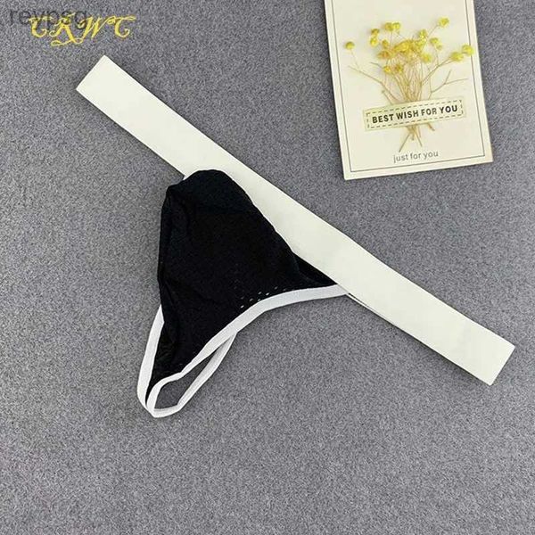 Calzoncillos Bragas Tanga para hombre Ropa interior Malla sexy Transpirable Cintura baja Pantalones elásticos delgados Nylon Comodidad Lencería gay Bolsa para pene sólido G-String YQ240215