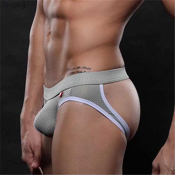 Slips Culottes Maille Jockstrap Hommes String Sous-Vêtements Sexy Poche Dos Nu Érotique Jock Bretelles Lingerie Respirant Slips Slips Wangjiang YQ240215