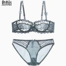 Slips Culottes Nouvelles femmes Ultra-mince dentelle creuse ensemble de sous-vêtements deux rangées soutien-gorge respirant ensembles de soutien-gorge Sexy dentelle Push Up soutien-gorge bref ensembles CD tasse L2304