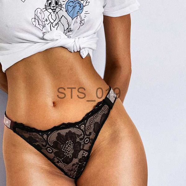 Slips Culottes Autres Culottes Sexy Femmes Sous-Vêtements Strass Dentelle Culotte G String Transparent T Dos pour Femme Taille Basse Dames Mémoires Noir Lingerie Tanga x0719