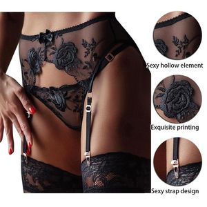 Slips Slipje Grote maten Dames Sexy Kanten Lingerie Kousenband Bretels Transparant ondergoed Verstelbare dubbele rij tailleriem voor kousen 230824