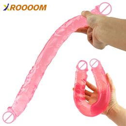 Slips Culottes Gode réaliste à double extrémité Jouet adulte Lesbien Silicone Godes double face pour femmes Dong flexible pour le jeu anal du point G vaginal 231115