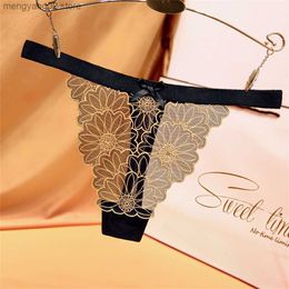 Culottes Culottes Secret Daisies Floral Noeud Papillon Rose Strings Femmes Broderie Maille G String Voir À Travers Sexy T Back Sous-Vêtements Lingerie Femenina T23601