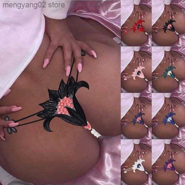 Culotte Culotte Sexy Culotte Chaude Fleur Creuse Perle Massage G String Femmes Sous-Vêtements Taille Basse Culotte Élastique Une Corde String T23601