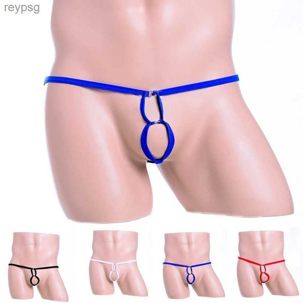 Calzoncillos Bragas T-Back G-string Frente O-ring Para hombre Tangas sexy Calzoncillos Hombres Agujero del pene Ropa interior Anillo para el pene Lencería sexual gay Entrepierna abierta YQ240215