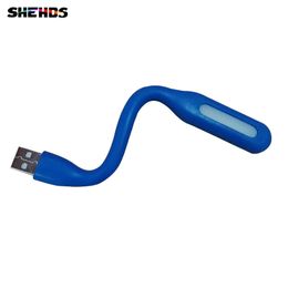 Lámpara de luz LED USB creativa brillante 1.2W Cuerpo azul/Gree para computadora portátil Cuello de metal flexible USB Lámpara de mesa pequeña