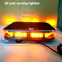 Bright 40W LED Auto Waarschuwing Lichtbar, DC12V / 24V, Politie / Ambulance / Fire Truck Emergency Light, Amber Strobe Lights met Sigaar Lichter, Waterdicht