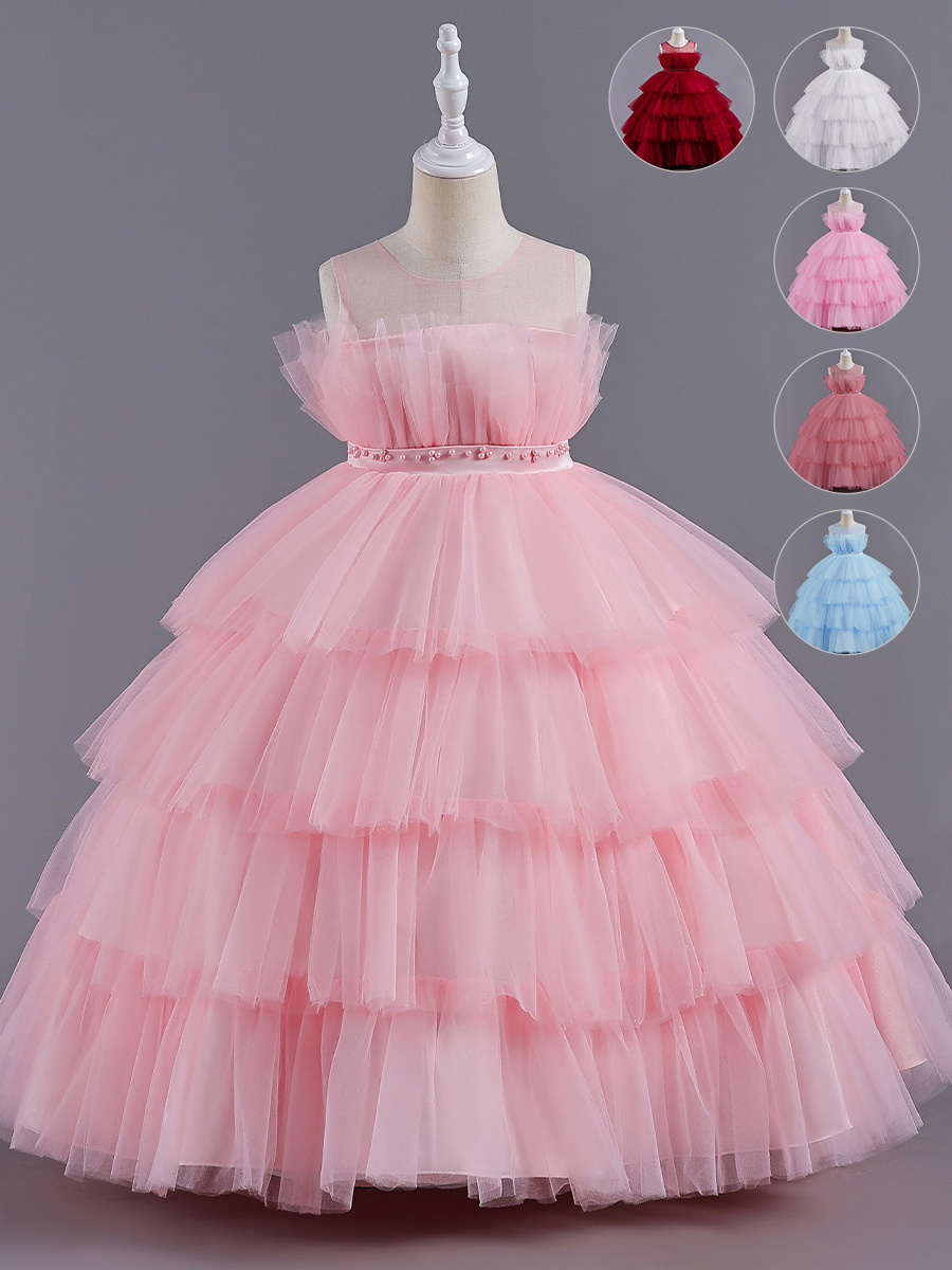 Bright Blue Pink Wine White Jewel Girl's Birthday/Party Dresses Girl's Pageant Dresses Flower Girl Dresses Girls Everyday Skirts Kids' Wear SZ 2-10 D407249