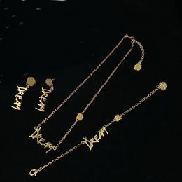 Heldere koperen letter ketting noppen sets dames messing 18k goud vergulde medusa hoofd dames designer sieraden ms12 --07