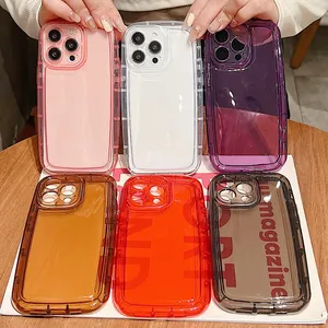 Bright Candy Color Clear Silicone Round Oval Cases Camera Protection For iPhone 14 13 12 11 Pro Max XS X XR 7 8 Plus Soft Shockproof Air Cushion Buffer Cover