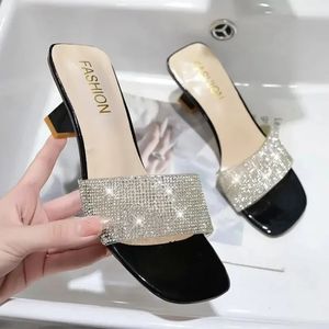 Sandales diamants brillantes ouverts ouverts hauts hauts femmes pantoufles sandalia féminina chaussures robes sandales femme taille 240402