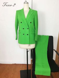 Bright Green 2 -delige jas blazer broek mooie en levendige vrouwenpak voor casual