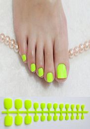 Uñas de dedo falso de acrílico verde brillante Presiona cuadrada en uñas para niñas Candy Candy Macaron Color falso dedo de pie para niñas1798932