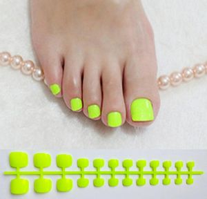 Bright Green Acrylic Fake Toe Nails Square Press On Nails for Girl