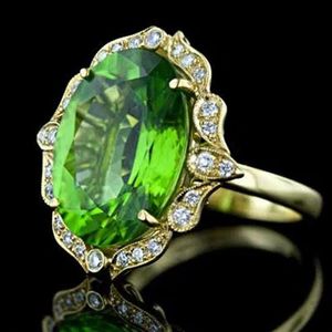 Bagues en pierre vert vif pour femmes, pour soirée de mariage, bague de mariée élégante, magnifique couleur or CZ, bijoux tendance 284m