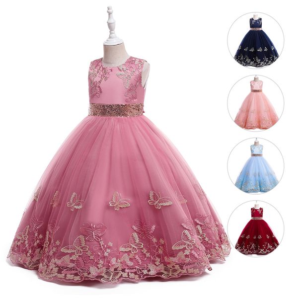 Bright Navy Blue Pink Wine Sky Blue Blue Jewel's Birthday/Party Dresses Vestidos de la niña de las niñas Flores Vestidos de las niñas Coros de los días Wear Sz 2-10 D407248