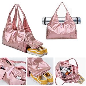 Sacs De Sport Pour Femmes Rose Vif Pour Fitness Sac De Gym Sec Et Humide Avec Compartiment À Chaussures Sac De Tapis De Yoga Formation Yoga Bolsa Sac De Sport Y0721