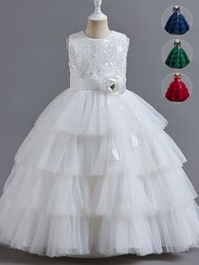 Robes d'anniversaire / fête des robes d'anniversaire / fête des filles de la fille de la fille du blanc rouge vif