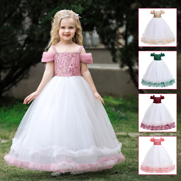 Sandía brillante de vino verde rosa rosa rojo Cumpleaños/vestidos de fiesta de la niña vestidos de frase de niña vestidos de niña de flores para niñas cotidiana