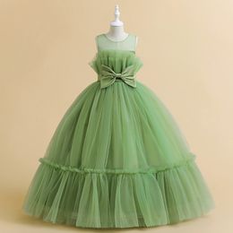 Bright Wine Green White Pink Jewel Girl's Birthday/Party Jurken Girl's Pageant Jurken Flower Girl Jurken Girls Everyday Skirts Kinderkleding SZ 2-10 D406235