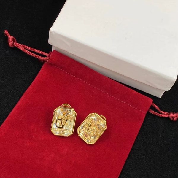 Boucles d'oreilles diamant jaune vif boucles d'oreilles de luxe nobles en laiton plaqué or 18 carats bijoux brillants pour femmes