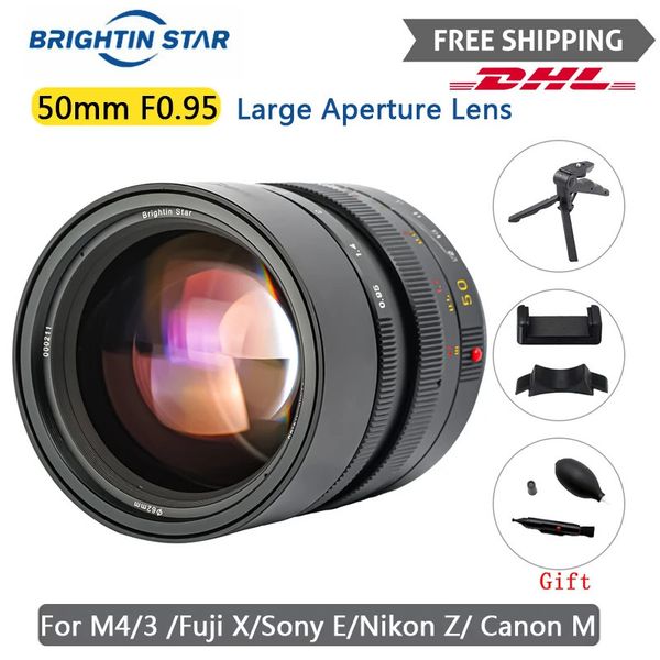 Brightin Star 50mm F095 objectif plein cadre grande ouverture scène nocturne Micro objectifs de caméra unique pour Fuji SIGMA L 231226